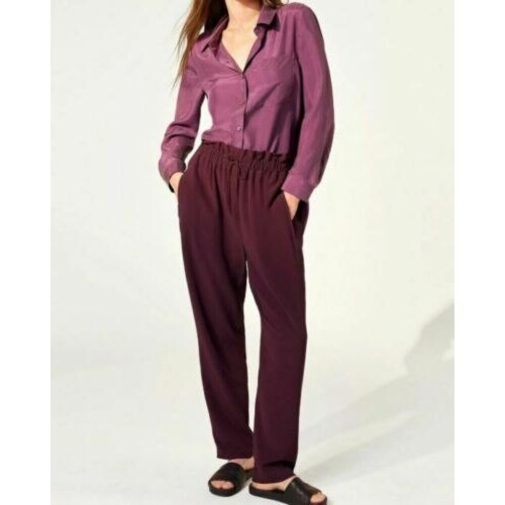 Eileen Fisher Cassis Crepe Drawstring Ankle Pant S